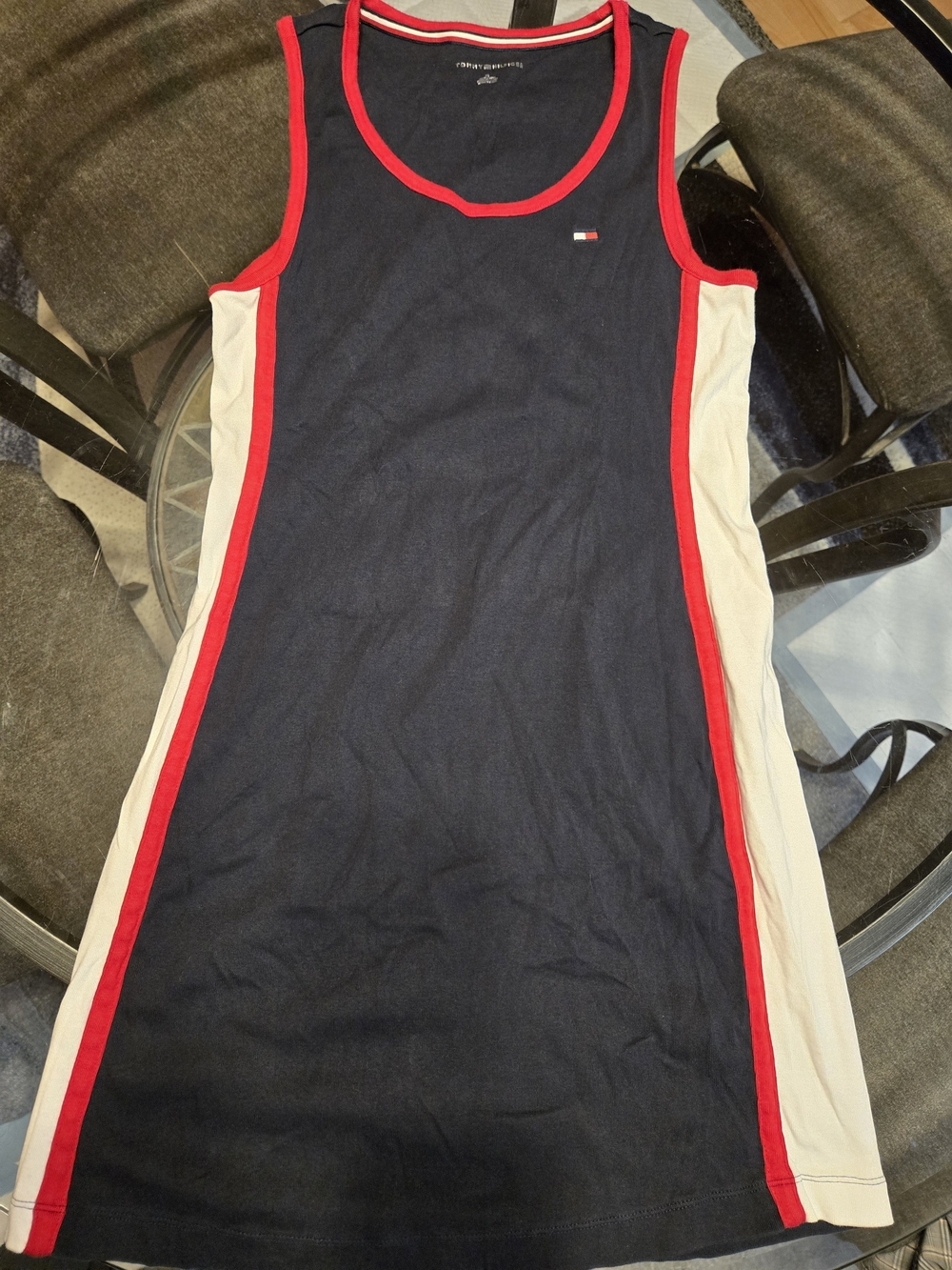 Tommy Hilfiger Woman's Navy & White Tank Dress with Red Trim